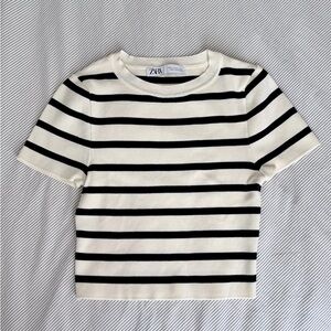 Zara Black and White Striped Shirt